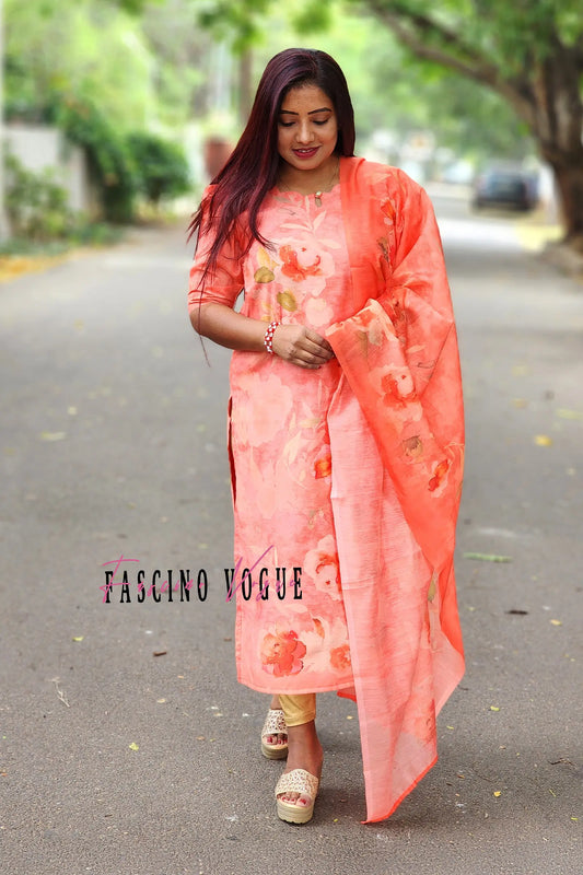 Handpainted Floral Suit Set