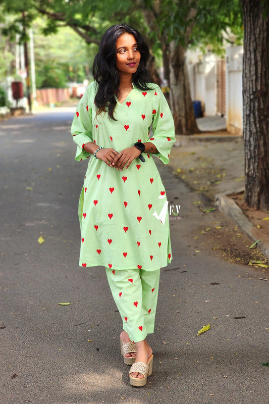 Mint Love Kurta Set