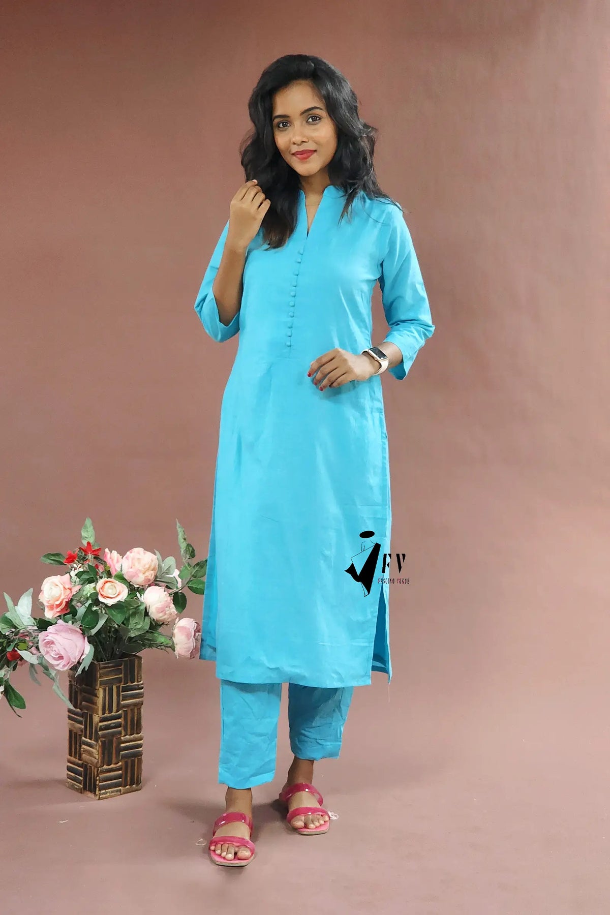 Soothing Sky Blue Straight Cut Salwar