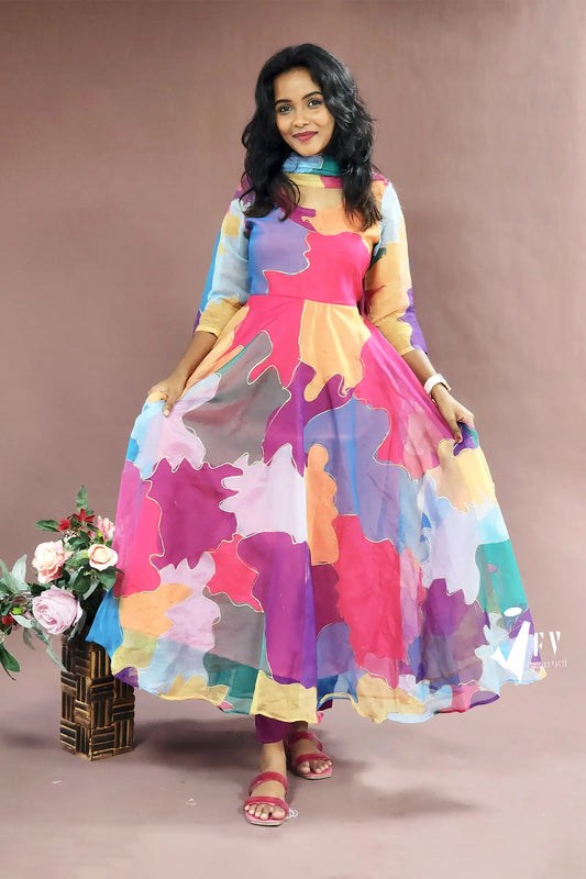 Creative Splash Multicolor Anarkali Set